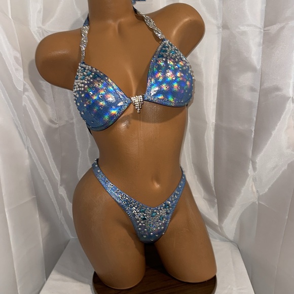 Competition Npc figure posing suit light blue  CUP SIZE 34B HANDMADE - Picture 5 of 5